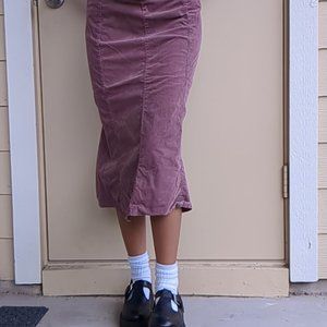 90s Benetton corduroy flutter trumpet midi skirt